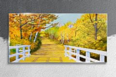 COLORAY.CZ Obraz na skle Bridge Forest podzim 120x60 cm