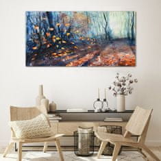COLORAY.CZ Obraz na skle Abstrakce lesní listy 120x60 cm