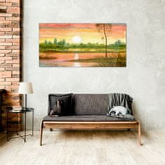 COLORAY.CZ Obraz na skle Akvarel Sunset Tree 100x50 cm