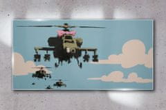 COLORAY.CZ Obraz na skle Banksy Helicopter 120x60 cm