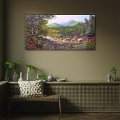 COLORAY.CZ Obraz na skle Las River Stones Mountains 100x50 cm