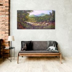 COLORAY.CZ Obraz na skle Las River Stones Mountains 100x50 cm