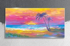 COLORAY.CZ Obraz na skle Pláž Palm Sunset 100x50 cm