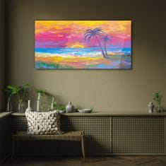 COLORAY.CZ Obraz na skle Pláž Palm Sunset 100x50 cm