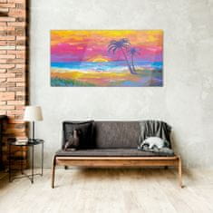 COLORAY.CZ Obraz na skle Pláž Palm Sunset 100x50 cm