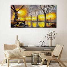 COLORAY.CZ Obraz na skle Park Strom Light City 120x60 cm