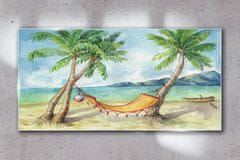 COLORAY.CZ Obraz na skle Beach Palm Sea Hammock 120x60 cm