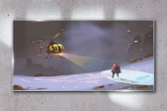 COLORAY.CZ Obraz na skle Hory Snow Helicopter 120x60 cm