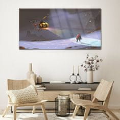 COLORAY.CZ Obraz na skle Hory Snow Helicopter 120x60 cm