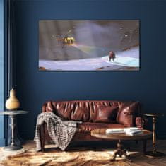 COLORAY.CZ Obraz na skle Hory Snow Helicopter 120x60 cm