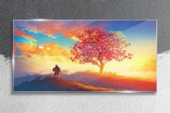 COLORAY.CZ Obraz na skle Hill Sunset Tree 100x50 cm