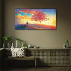 COLORAY.CZ Obraz na skle Hill Sunset Tree 100x50 cm