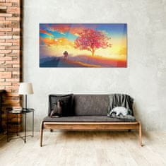 COLORAY.CZ Obraz na skle Hill Sunset Tree 100x50 cm