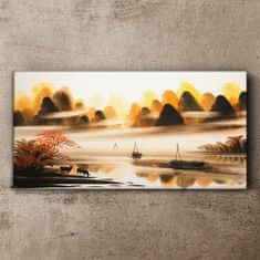 COLORAY.CZ Obraz na plátně Čínské inkoustové lodě 100x50 cm