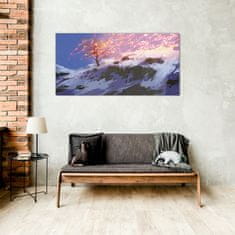 COLORAY.CZ Obraz na skle Horský strom zimní sníh 100x50 cm