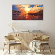 COLORAY.CZ Obraz na plátně Jezero Mraky Sunset 120x60 cm