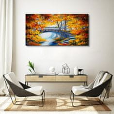 COLORAY.CZ Obraz na plátně Stromy opustí Bridge řeka 120x60 cm