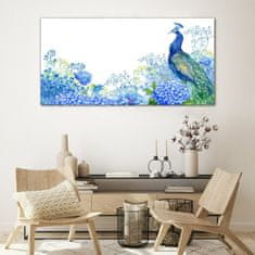 COLORAY.CZ Obraz na skle Květiny pták Peacock 120x60 cm