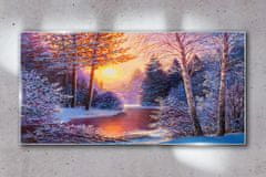 COLORAY.CZ Obraz na skle Snow River Sunset River 100x50 cm