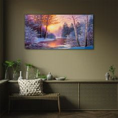 COLORAY.CZ Obraz na skle Snow River Sunset River 100x50 cm