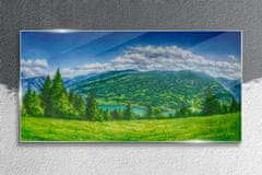 COLORAY.CZ Obraz na skle Lesní krajina mraky 120x60 cm