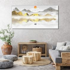 COLORAY.CZ Obraz na plátně Abstrakce Jezero hory 140x70 cm