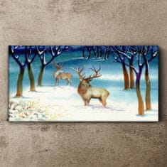 COLORAY.CZ Obraz na plátně Zimní sníh jelen strom 120x60 cm