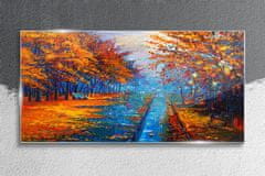 COLORAY.CZ Obraz na skle Park Stromy podzimní listí 140x70 cm