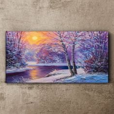 COLORAY.CZ Obraz na plátně Zimní Les Les River Sunset 100x50 cm