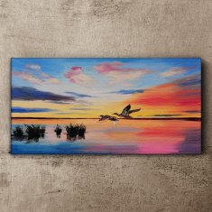 COLORAY.CZ Obraz na plátně Lake Birds Sunset 120x60 cm