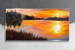 COLORAY.CZ Obraz na skle Lake Forest Sunset 120x60 cm