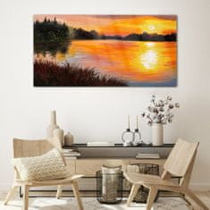 COLORAY.CZ Obraz na skle Lake Forest Sunset 120x60 cm