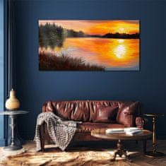 COLORAY.CZ Obraz na skle Lake Forest Sunset 120x60 cm