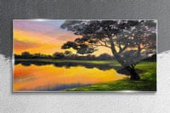 COLORAY.CZ Obraz na skle Lake Forest Sunset 120x60 cm