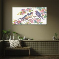 COLORAY.CZ Obraz na skle Zvířata Birds Flowers 100x50 cm