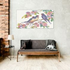 COLORAY.CZ Obraz na skle Zvířata Birds Flowers 100x50 cm