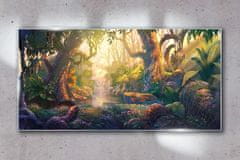 COLORAY.CZ Obraz na skle Fantasy Forest River květiny 100x50 cm