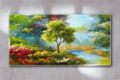 COLORAY.CZ Obraz na skle Abstrakce květiny lesní příroda 100x50 cm