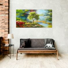 COLORAY.CZ Obraz na skle Abstrakce květiny lesní příroda 100x50 cm