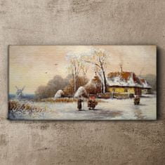 COLORAY.CZ Obraz na plátně Zimní vesnice Snow Strom 100x50 cm