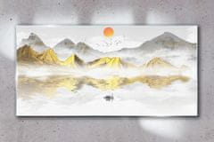 COLORAY.CZ Obraz na skle Abstrakce Jezero hory 120x60 cm