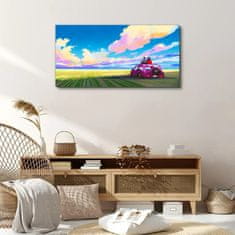 COLORAY.CZ Obraz na plátně Meadow Auto Sky pár 100x50 cm