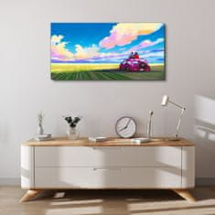 COLORAY.CZ Obraz na plátně Meadow Auto Sky pár 100x50 cm