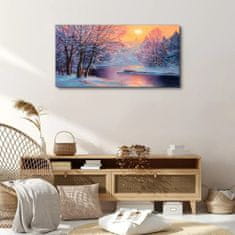 COLORAY.CZ Obraz na plátně Zimní řeka stromy slunce 100x50 cm