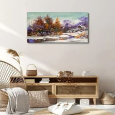 COLORAY.CZ Obraz na plátně Zimní sníh stromy Hut řeka 100x50 cm