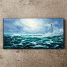 COLORAY.CZ Obraz na plátně Storm vlny Lighthouse 100x50 cm