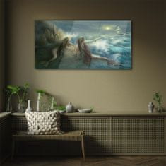 COLORAY.CZ Obraz na skle Siren Ocean Ship Storm 100x50 cm