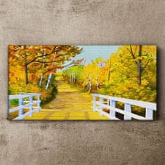 COLORAY.CZ Obraz na plátně Bridge Forest podzim 140x70 cm