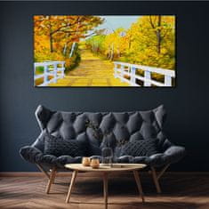 COLORAY.CZ Obraz na plátně Bridge Forest podzim 140x70 cm