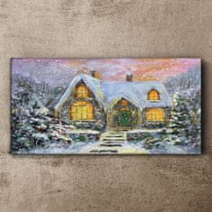 COLORAY.CZ Obraz na plátně Zimní dům Sníh 120x60 cm
